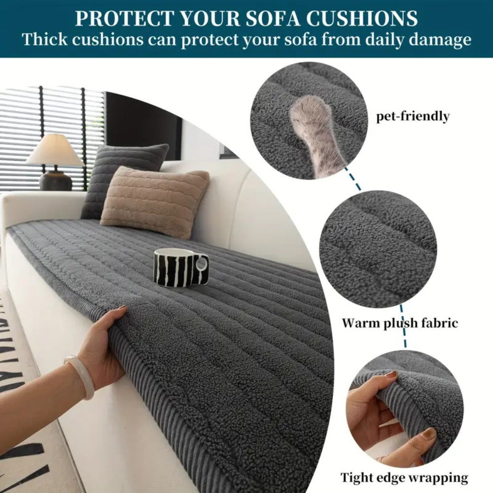 PlushLuxe: Thick Sofa Cover – Soft Plush Sofa Slipcover for Living Room
