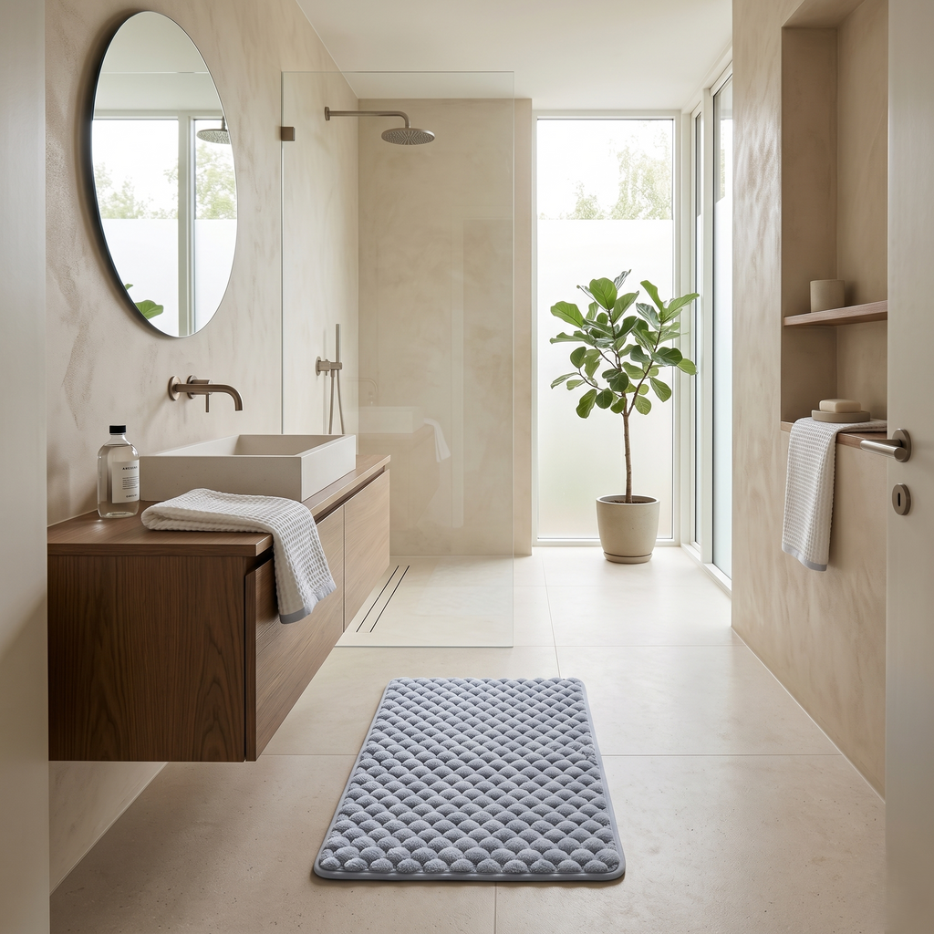 Bath Mat Memory Foam Plush Polyester Non Slip Bathroom Floor Rug