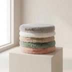 Round Seat Cushion 45cm Plush Faux Fur Thick Padding Chair Car Seat Indoor Use