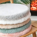Round Seat Cushion 45cm Plush Faux Fur Thick Padding Chair Car Seat Indoor Use