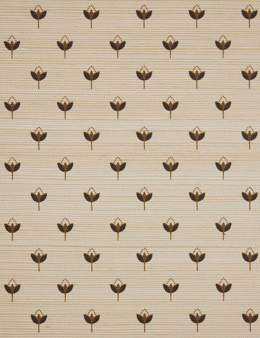 Pivo Grasscloth Wallpaper | Woven Texture, Minimal Floral Motif
