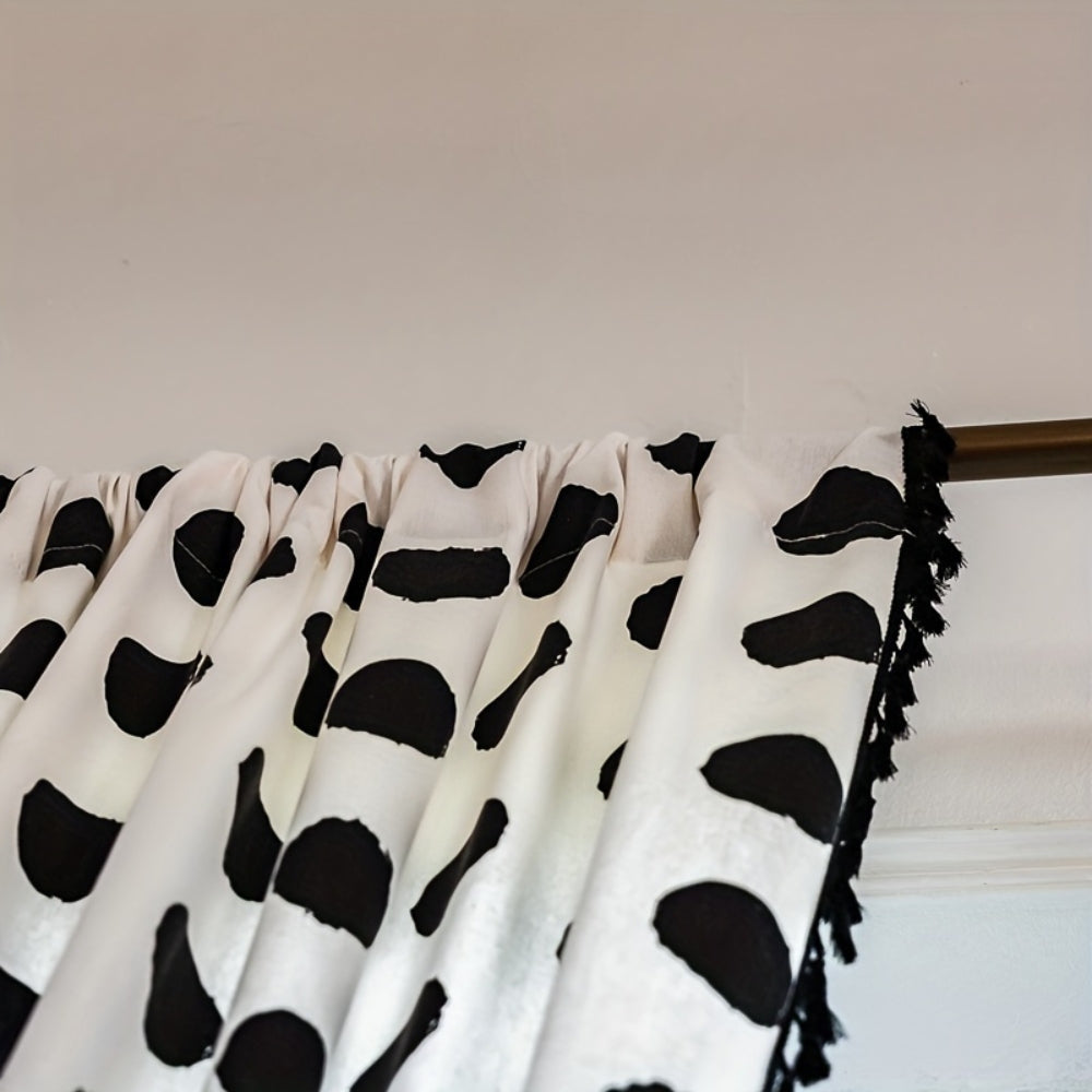 PolkaCharme: Modern Curtain with Polka Dot Pattern & Tassels – Stylish for Sleeping Areas