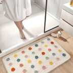 Bath Mat Microfiber Non Slip Polka Dot Bathroom Floor Rug Soft Absorbent Shower Mat Home Bathroom Decor