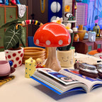 Polka Dot Mushroom Wood Table Lamp