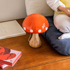 Polka Dot Mushroom Wood Table Lamp
