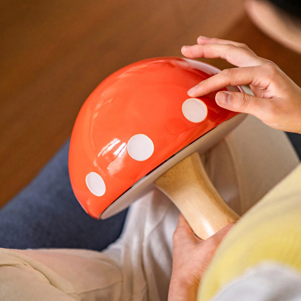 Polka Dot Mushroom Wood Table Lamp