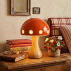 Polka Dot Mushroom Wood Table Lamp