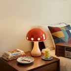 Polka Dot Mushroom Wood Table Lamp