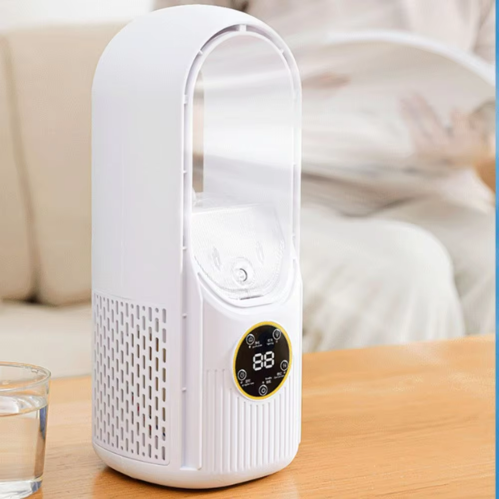 Portable Evaporative Cooler, Bladeless Design, 100ml Water Tank, 6 Speed Settings