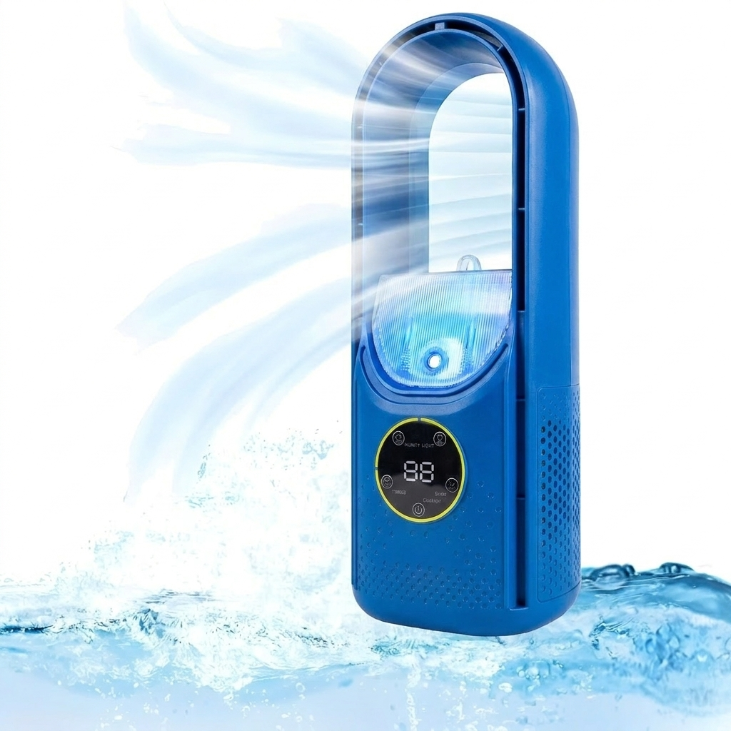Portable Evaporative Cooler, Bladeless Design, 100ml Water Tank, 6 Speed Settings