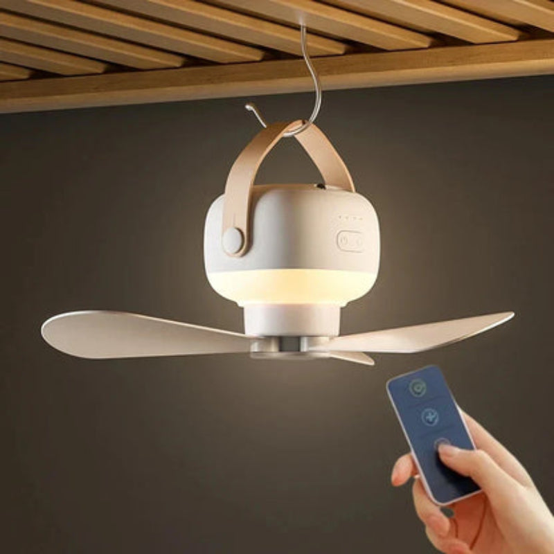 Wireless Portable Fan Rechargeable Battery Remote Control LED Light Adjustable Head