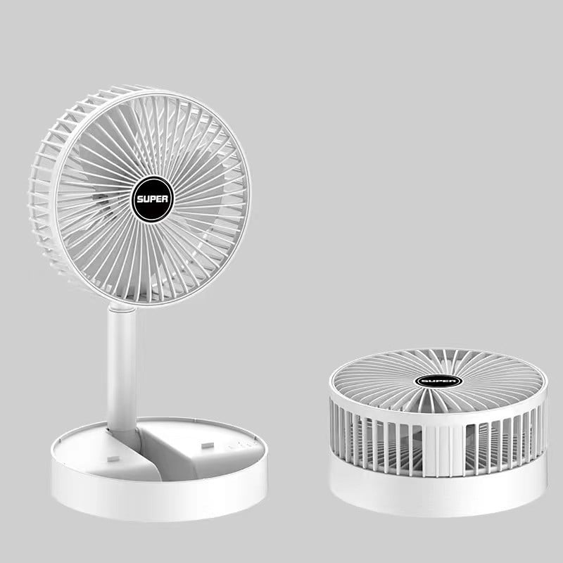 Portable Foldable USB Fan 4 Speed Quiet Motor Rechargeable