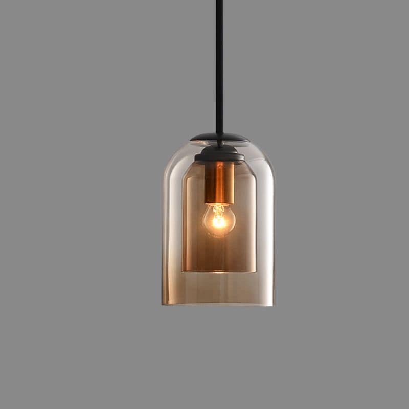 Modern Smoked Glass Cylinder Pendant 1-Light