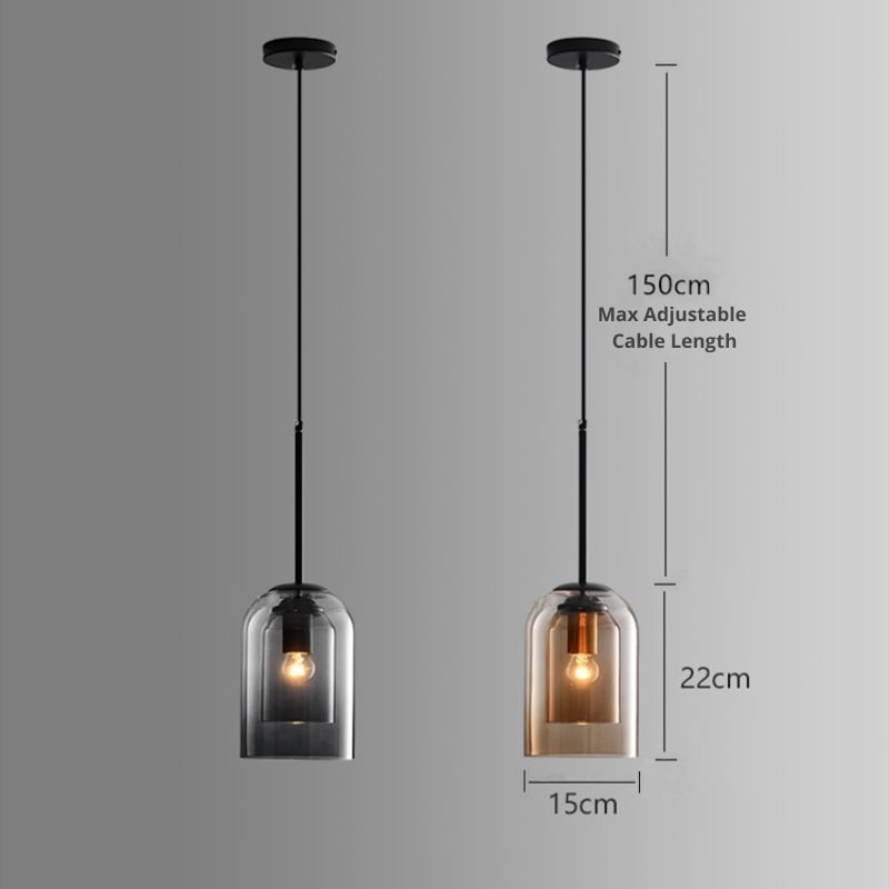 Mira Pendant Lamp | Double-Layer Glass Shade, Adjustable Height