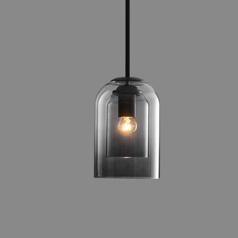 Modern Smoked Glass Cylinder Pendant 1-Light
