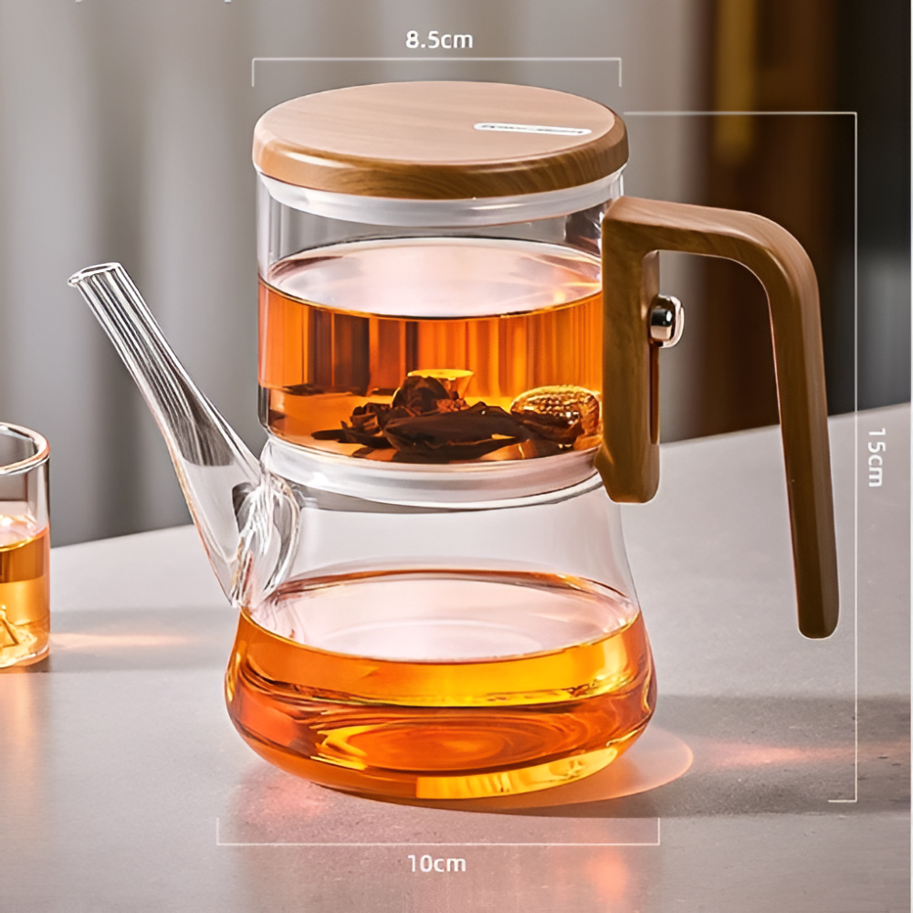 Mirelva – Glass Teapot 760ml with Magnetic Filtering System and Wood Finish