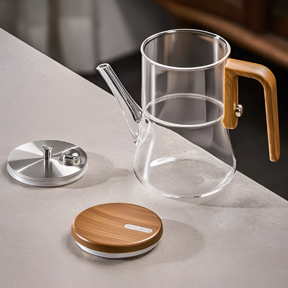Mirelva – Glass Teapot 760ml with Magnetic Filtering System and Wood Finish