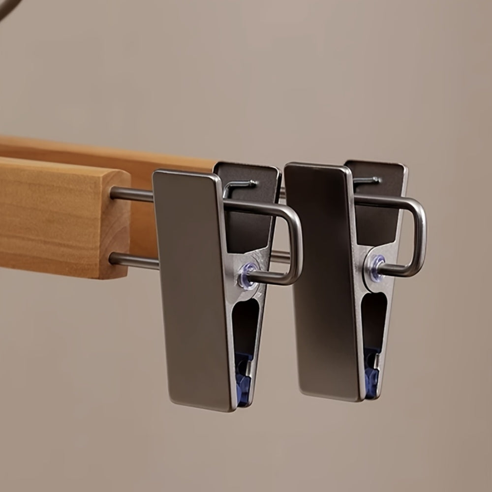 Premium Wooden Trouser Hangers with Clips – 360° Rotating Hook for Pants and Skirts Organization