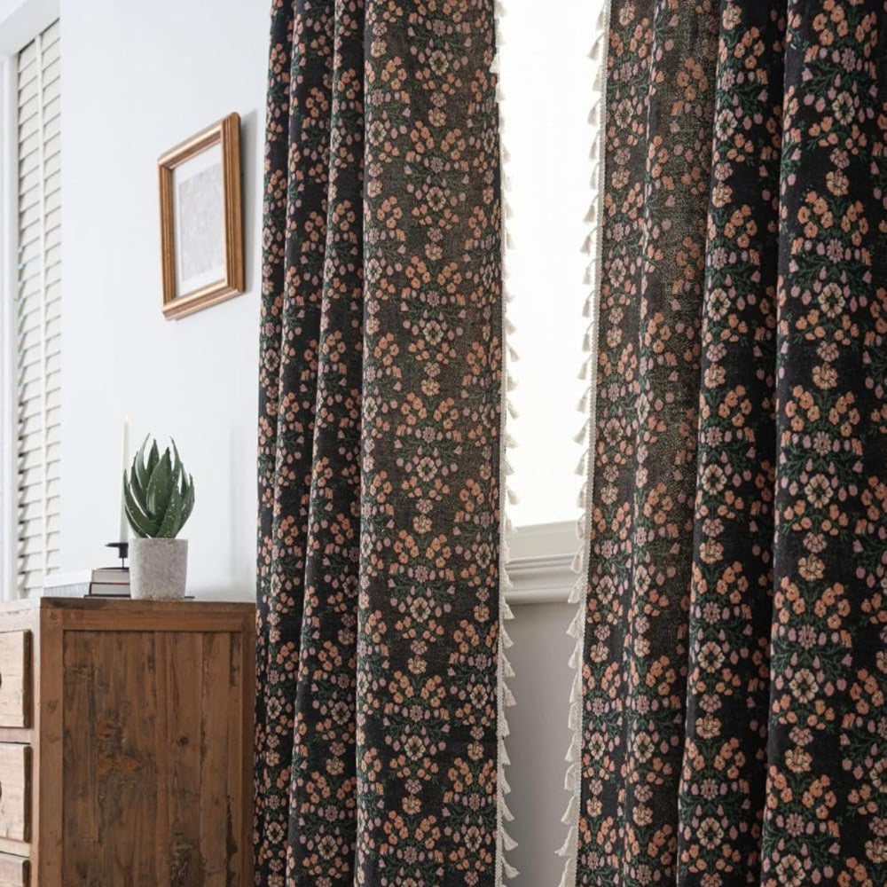 PrismaFlair: Jacquard Curtain with Tassels – Stylish & Sheer for Bedrooms & Kitchens