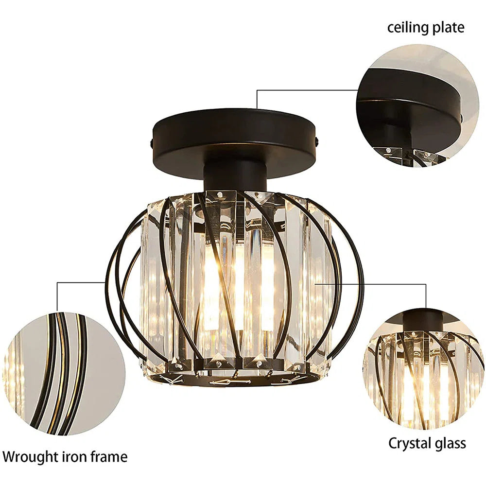Dante Plafondlamp | Open Design met Glas & Metaal, Zwart of Goud