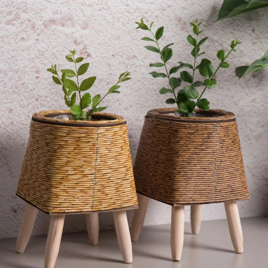 Plant Pot Indoor Outdoor Plastic Space Saving Natural Scandinavian Puck