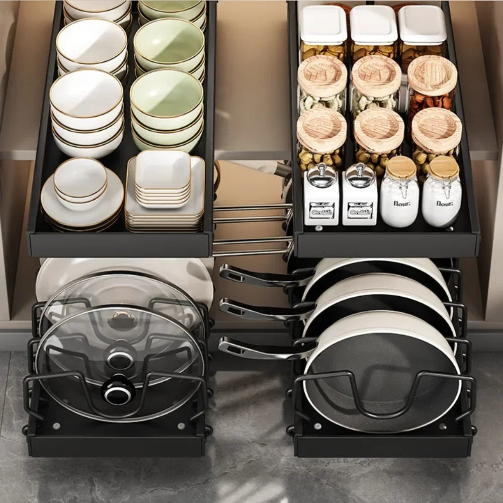 Cabinet Organizer Pull Out Carbon Steel Adjustable Storage Rack