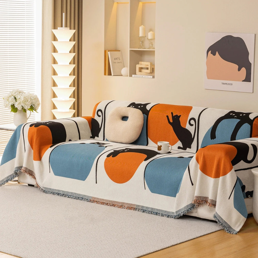 PurrAura: Cat-Look Sofa Cover made of Breathable Chenille with Decorative Accent – for Sofa & Armchair