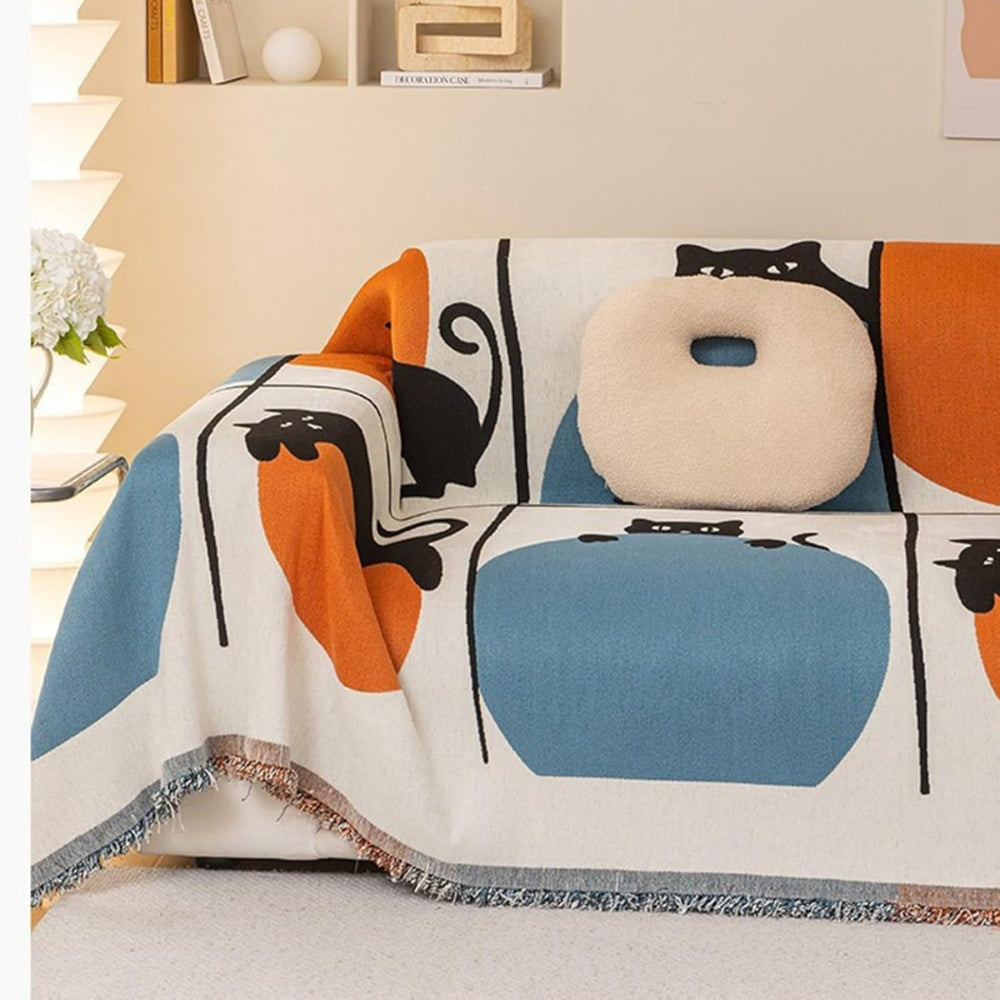 PurrAura: Cat-Look Sofa Cover made of Breathable Chenille with Decorative Accent – for Sofa & Armchair