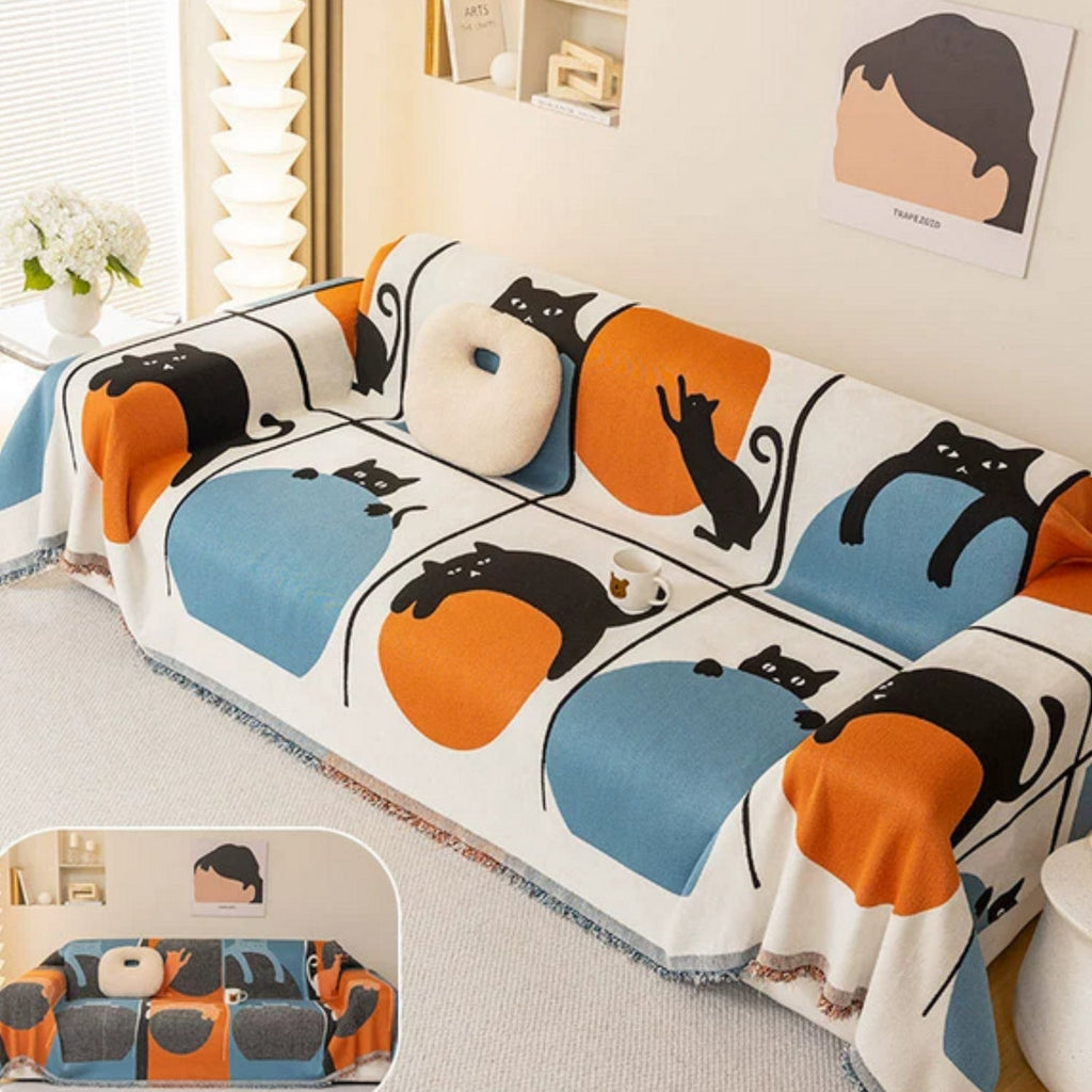 PurrAura: Cat-Look Sofa Cover made of Breathable Chenille with Decorative Accent – for Sofa & Armchair