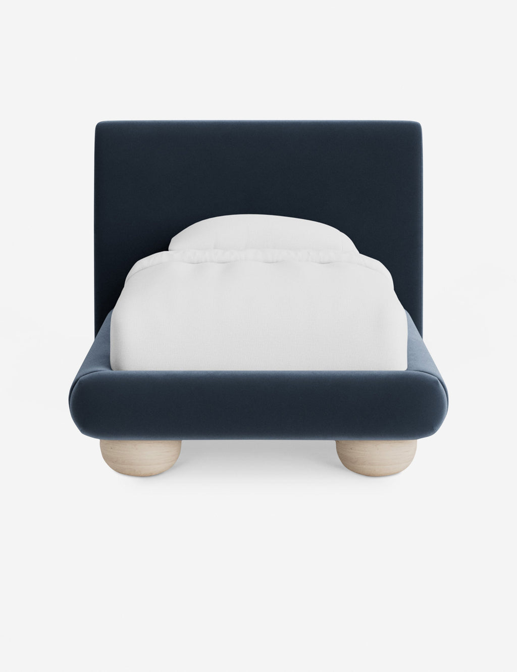 Rivo Platform Bed | Upholstered Frame, Light Wood Grain Base