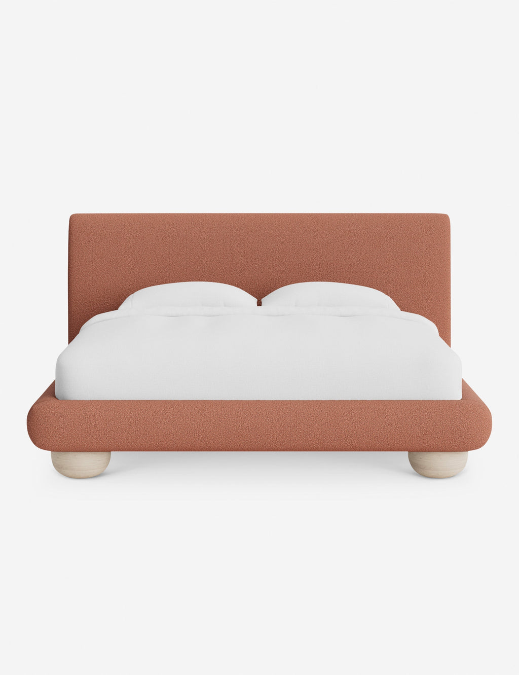 Rivo Platform Bed | Upholstered Frame, Light Wood Grain Base