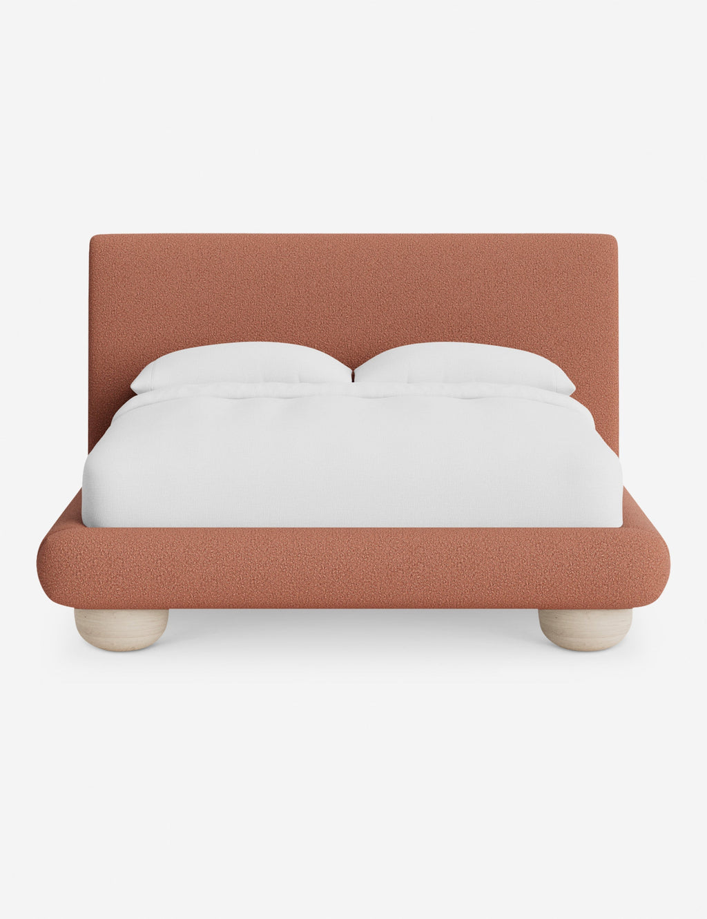Rivo Platform Bed | Upholstered Frame, Light Wood Grain Base