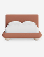 Rivo Platform Bed | Upholstered Frame, Light Wood Grain Base