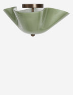 Raven Flush Mount Light | Colored Glass Shade, Brass Accents