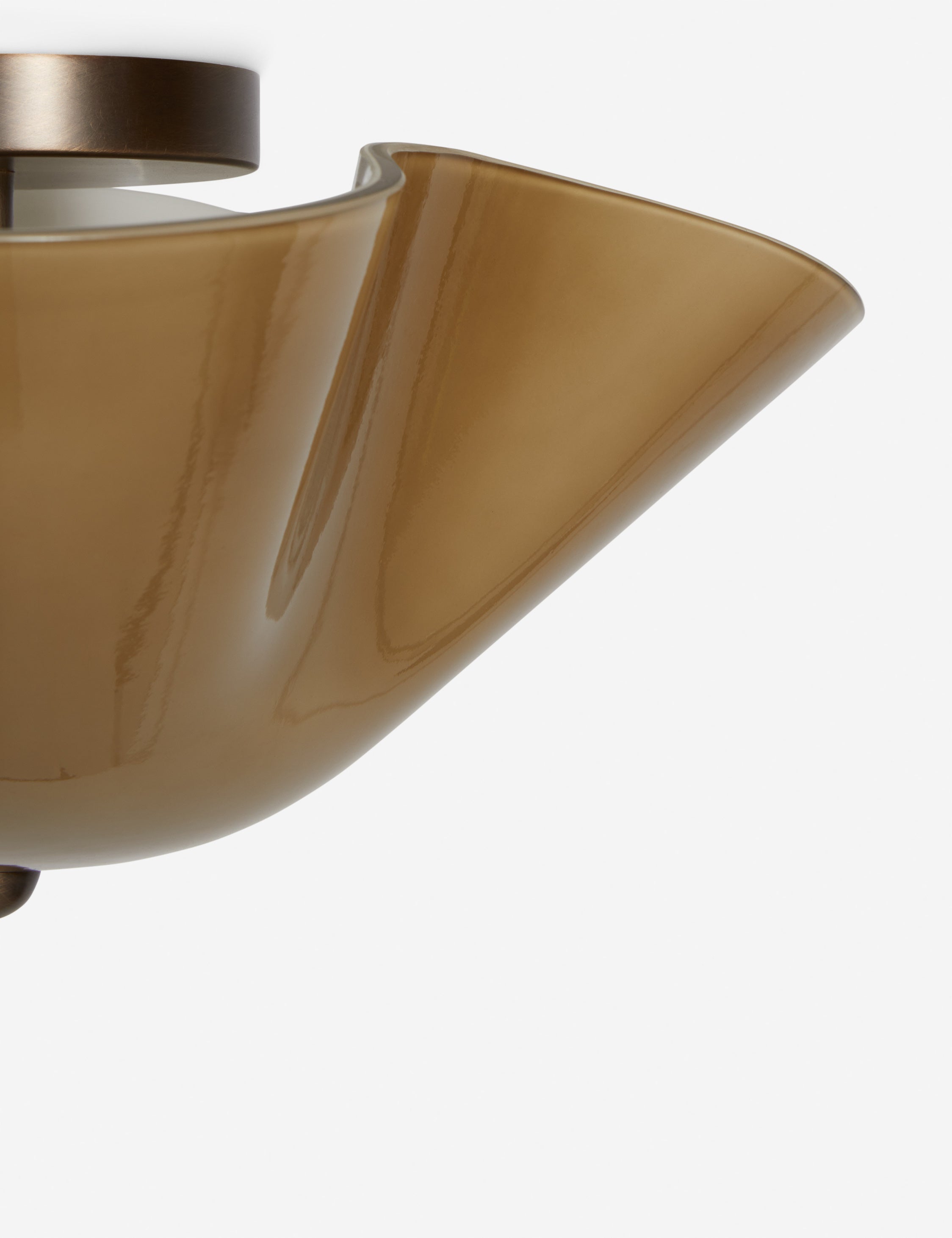 Raven Flush Mount Light | Colored Glass Shade, Brass Accents