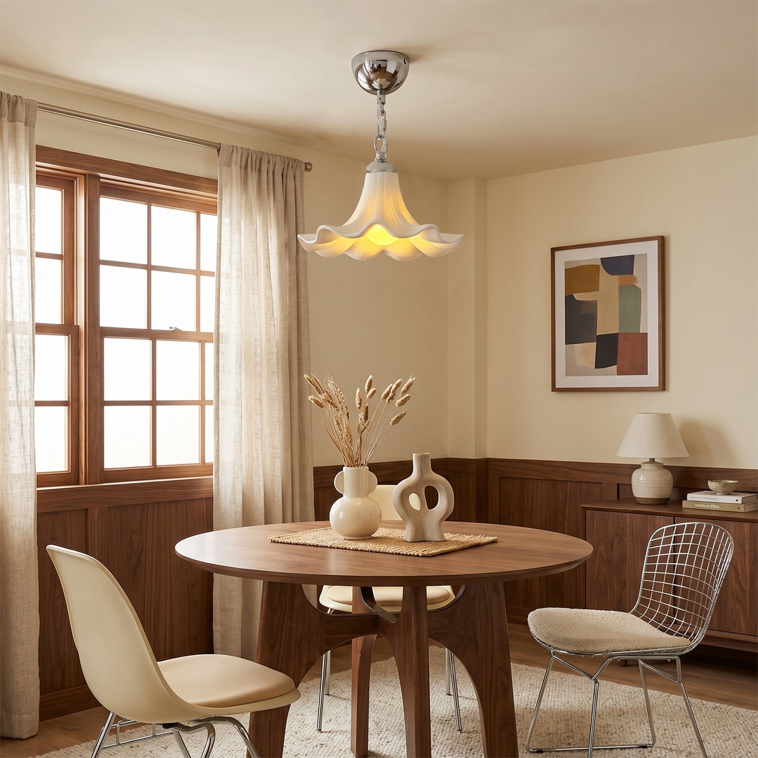 Raffuly Fluted Ceramic Flush Mount