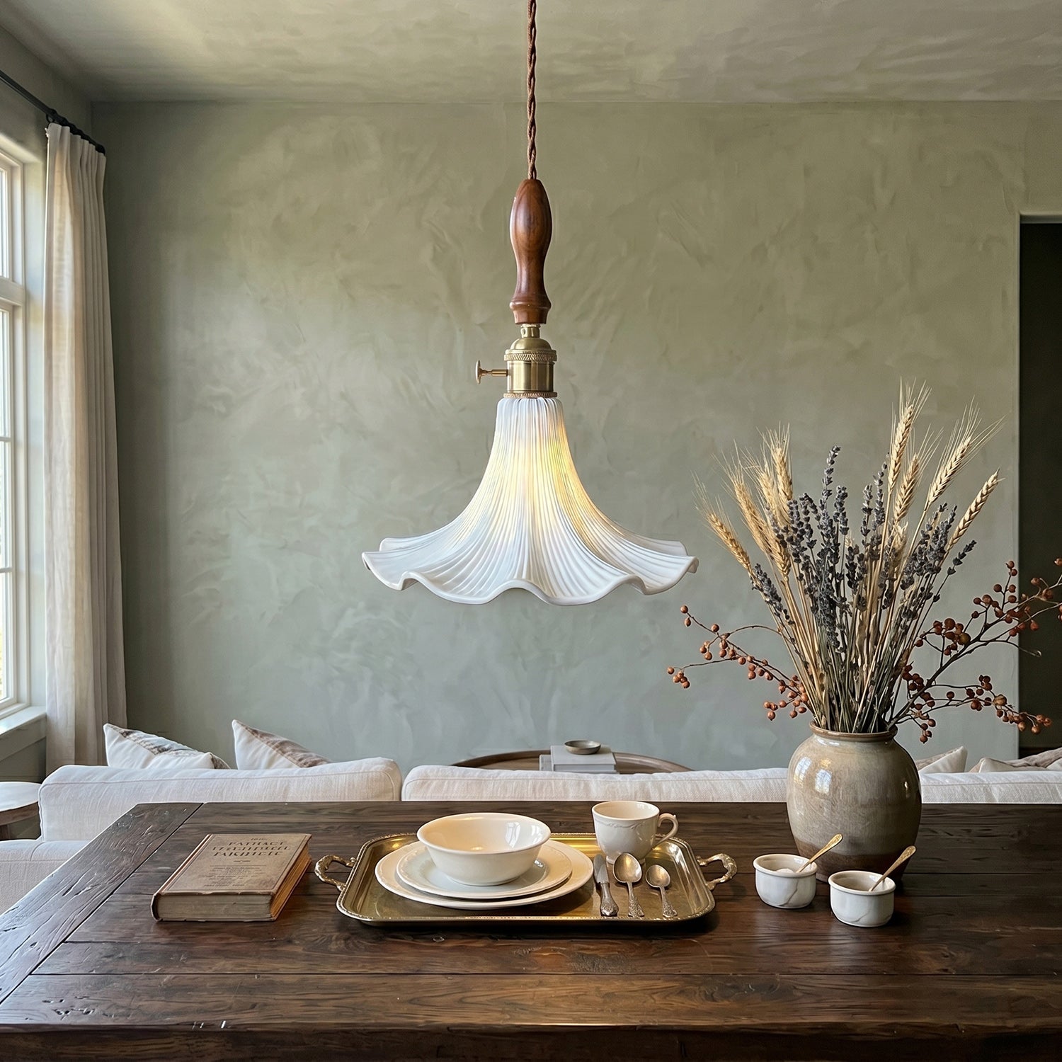 Raffuly Ruffled Ceramic Pendant Lamp
