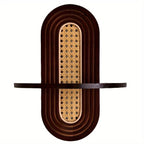RattanBogen: Wooden Wall Shelf – decorative, floating & hanging with Rattan Back in Boho Style for Living Room & Bedroom