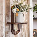 RattanBogen: Wooden Wall Shelf – decorative, floating & hanging with Rattan Back in Boho Style for Living Room & Bedroom