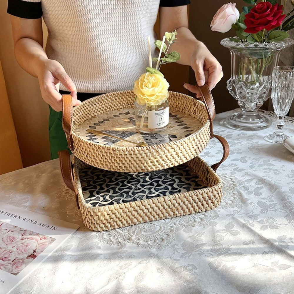 Rattan Tray Natural Rattan Handcrafted Storage Tray