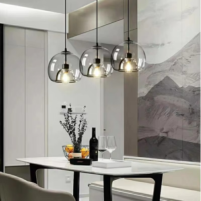 Smoke Gray – Hand-Blown Glass Pendant Light with Adjustable Suspension