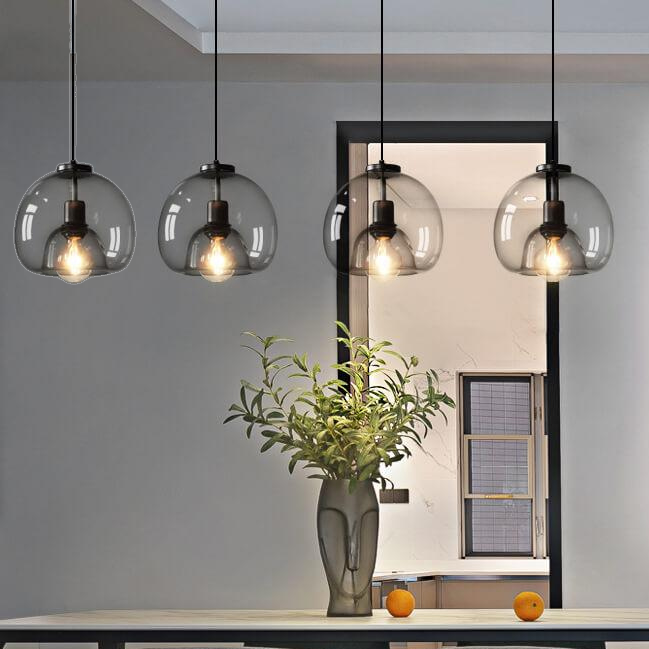 Smoke Gray – Hand-Blown Glass Pendant Light with Adjustable Suspension