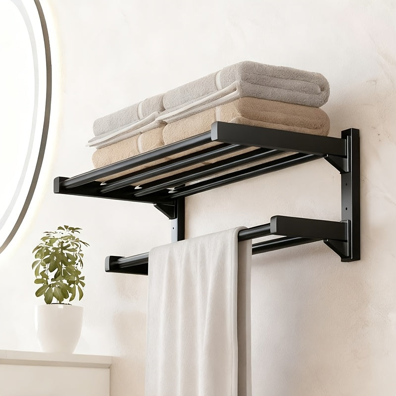 RaumEbene: Towel Holder for Bathroom – Multi-layered Wall Mount Made of Metal, Sturdy & Decorative for Towels & Accessories