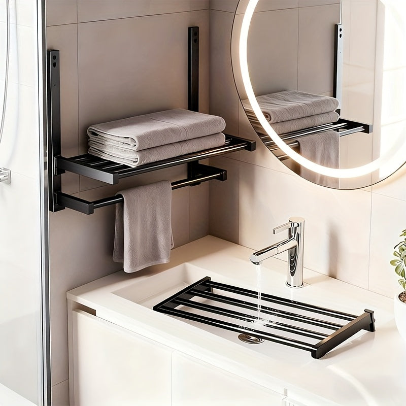 RaumEbene: Towel Holder for Bathroom – Multi-layered Wall Mount Made of Metal, Sturdy & Decorative for Towels & Accessories