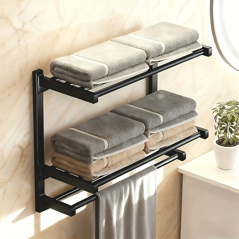 RaumEbene: Towel Holder for Bathroom – Multi-layered Wall Mount Made of Metal, Sturdy & Decorative for Towels & Accessories
