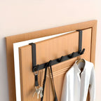 RoomHold: Door Shelf with 5 Stainless Steel Hooks – Screw-Free, Durable & Versatile for Bathroom, Kitchen & Bedroom