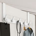 RoomHold: Door Shelf with 5 Stainless Steel Hooks – Screw-Free, Durable & Versatile for Bathroom, Kitchen & Bedroom