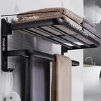 RoomStyle: Towel Holder Bathroom – Space-saving Shelf with Towel Bar, Hooks & Storage, Modern Design with Gold Pipes