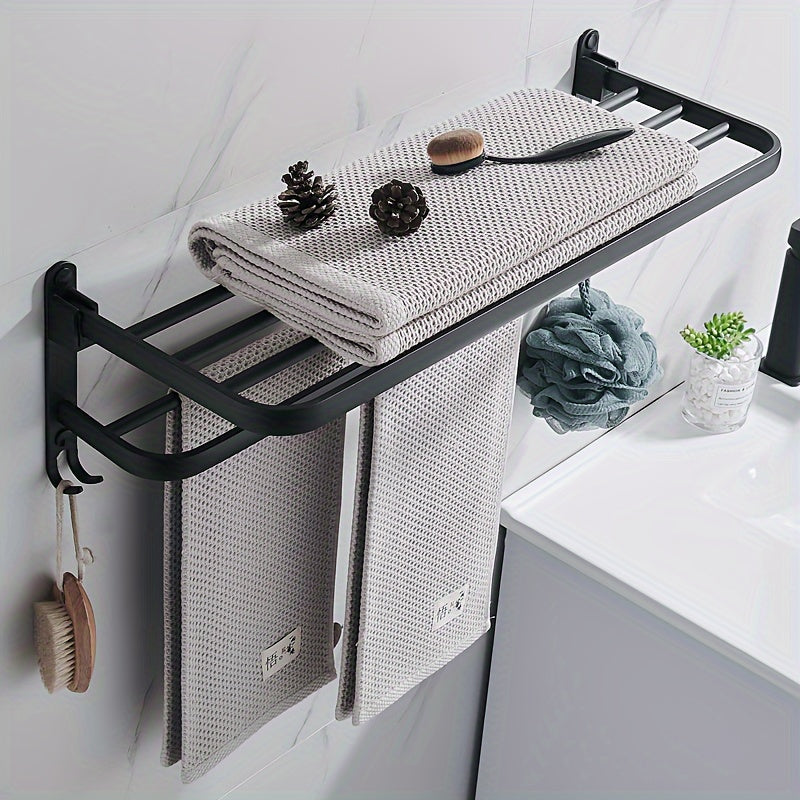 RoomStyle: Towel Holder Bathroom – Space-saving Shelf with Towel Bar, Hooks & Storage, Modern Design with Gold Pipes