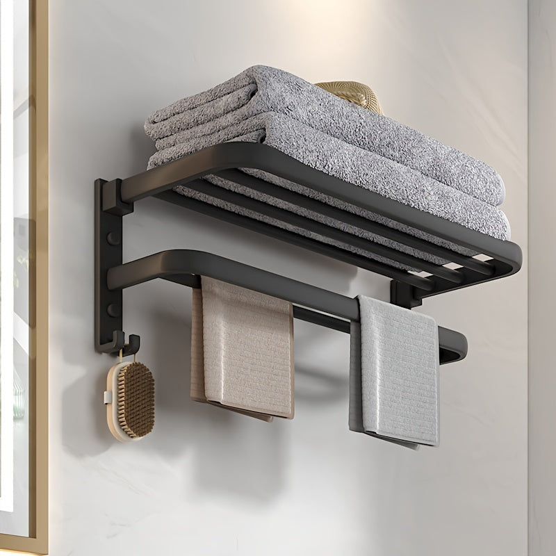 RoomStyle: Towel Holder Bathroom – Space-saving Shelf with Towel Bar, Hooks & Storage, Modern Design with Gold Pipes